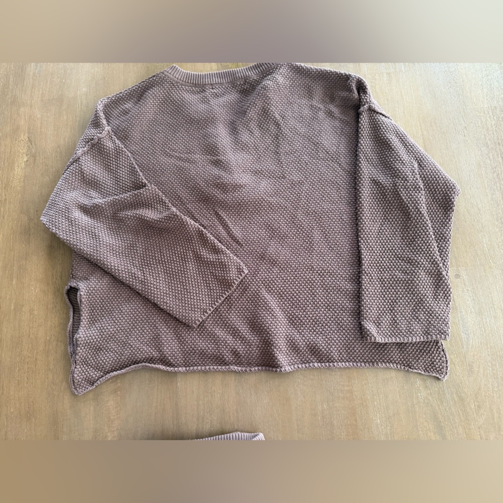 Free People Dusty Mauve Waffle Henley Sweater - Picture 5 of 6